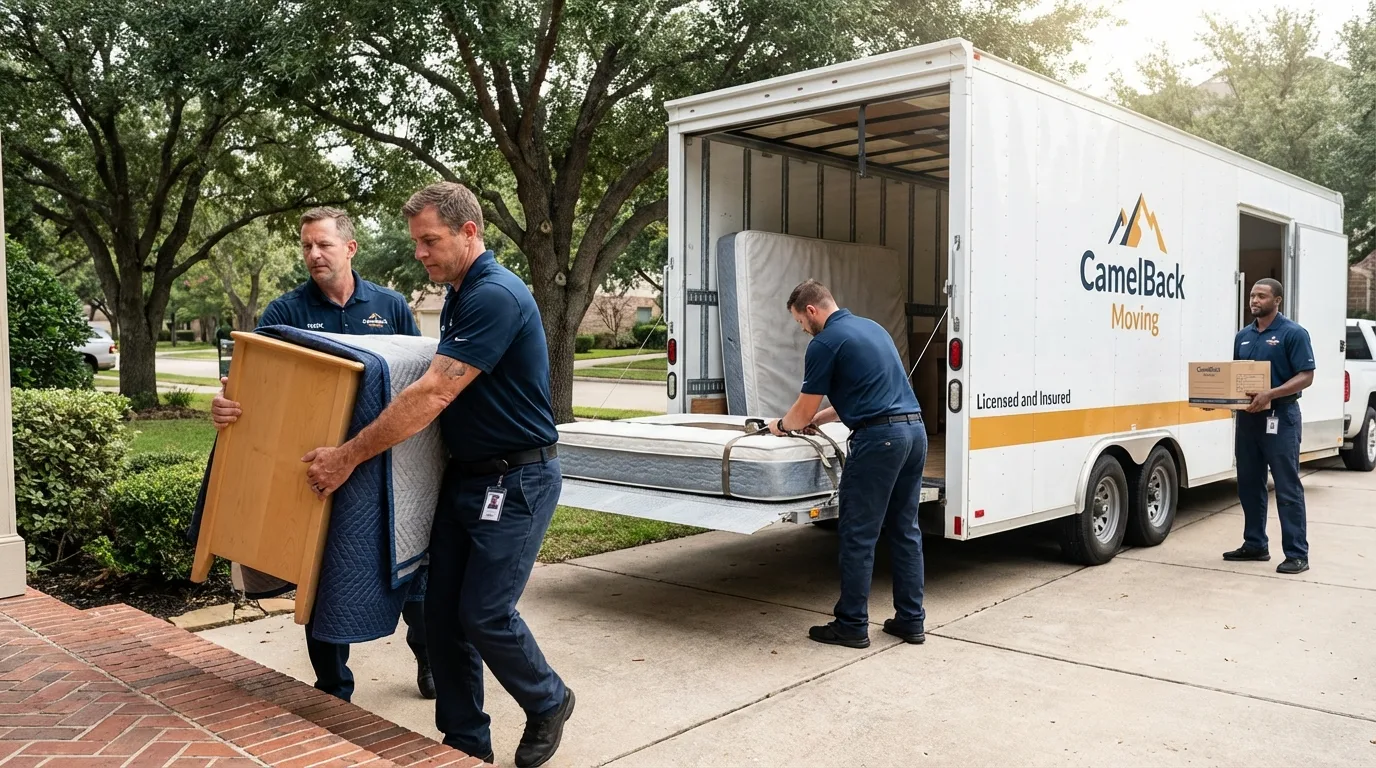 Crew loading residential truck for cross-state move from Taylors Falls, MN